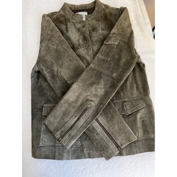 Vintage Blazer Olive Green Suede Sz 10 utility Jacket heritage transitional - Picture 5 of 12